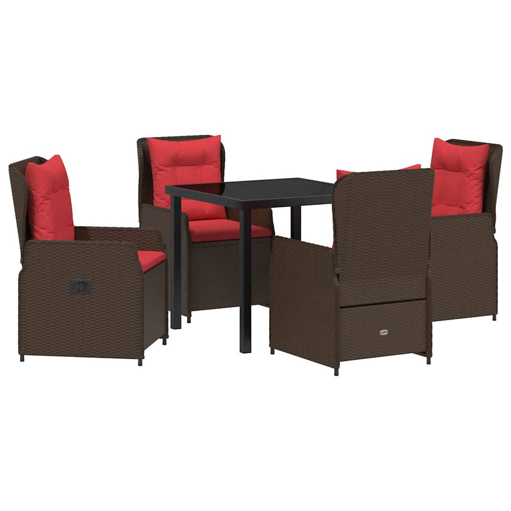 Have Spisebordssæt med pude 5 pcs Brun Poly rattan