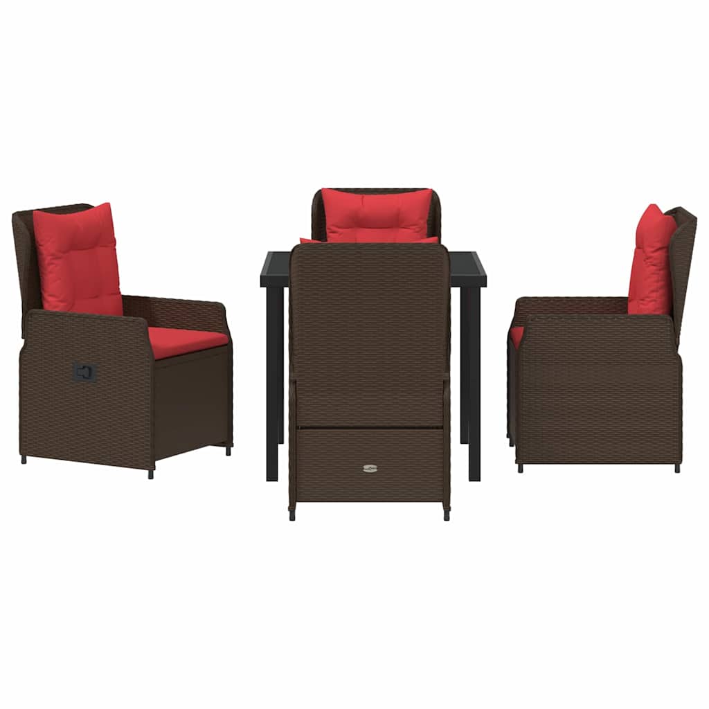 Have Spisebordssæt med pude 5 pcs Brun Poly rattan