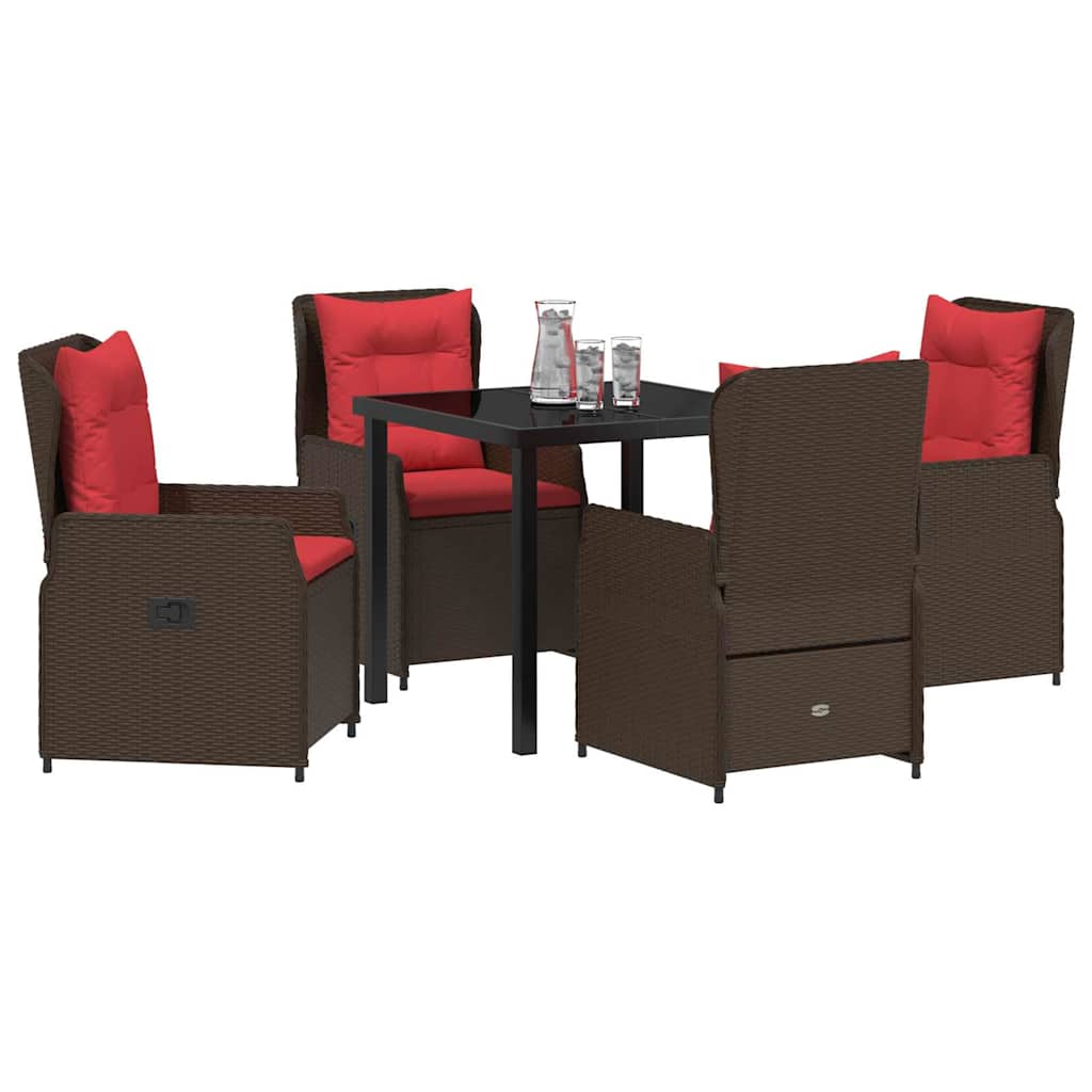 Have Spisebordssæt med pude 5 pcs Brun Poly rattan