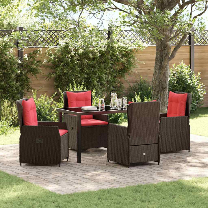 Have Spisebordssæt med pude 5 pcs Brun Poly rattan