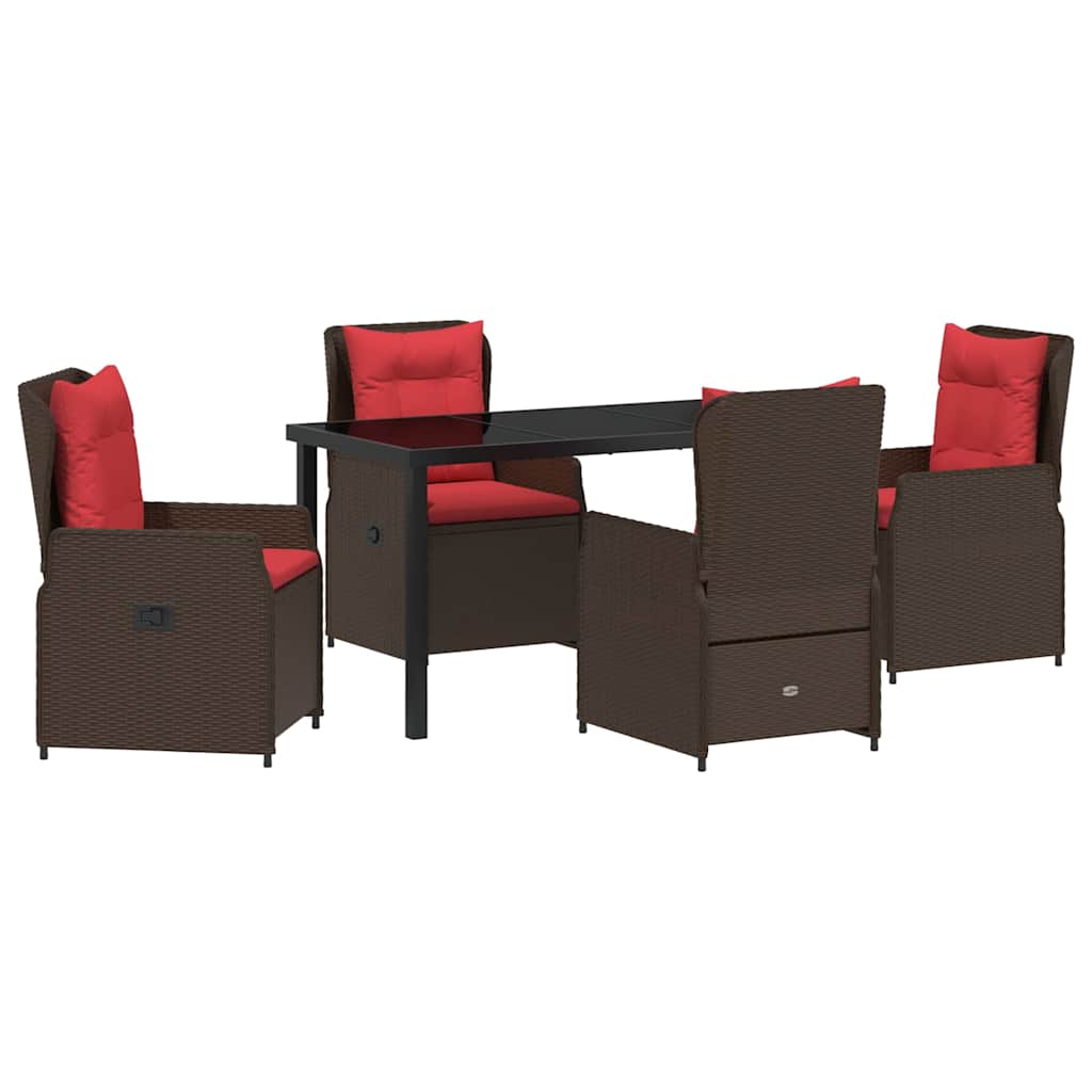 Have Spisebordssæt med pude 5 pcs Brun Poly rattan