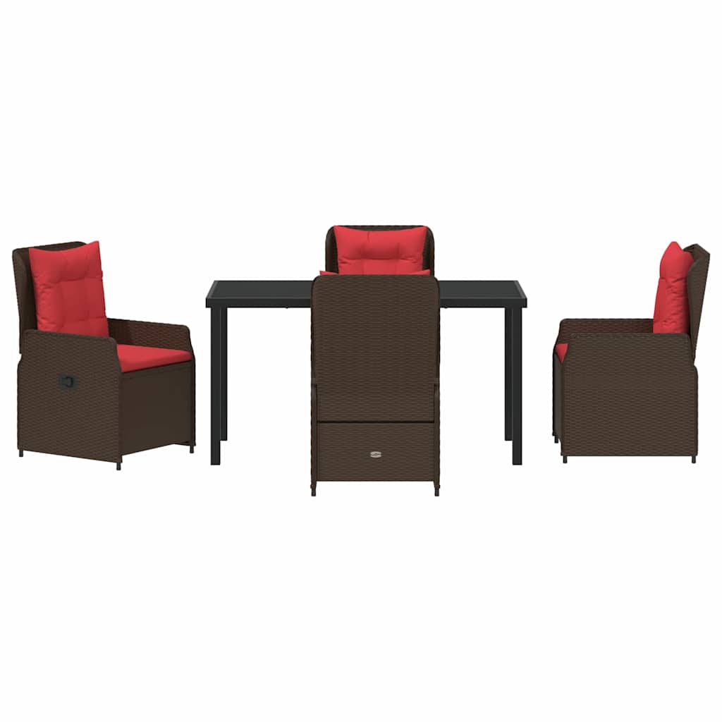 Have Spisebordssæt med pude 5 pcs Brun Poly rattan