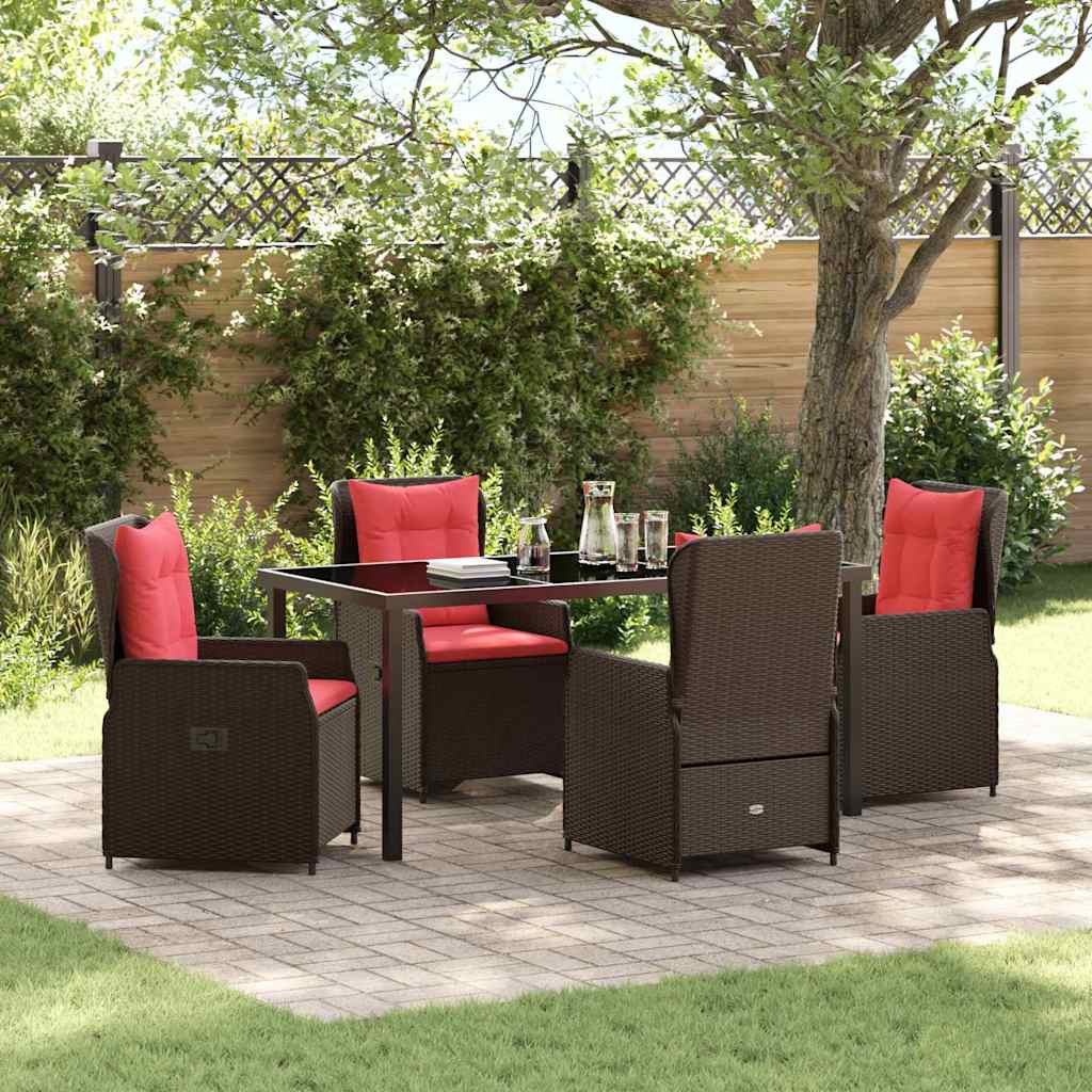 Have Spisebordssæt med pude 5 pcs Brun Poly rattan