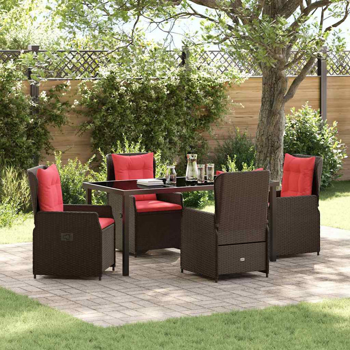 Have Spisebordssæt med pude 5 pcs Brun Poly rattan
