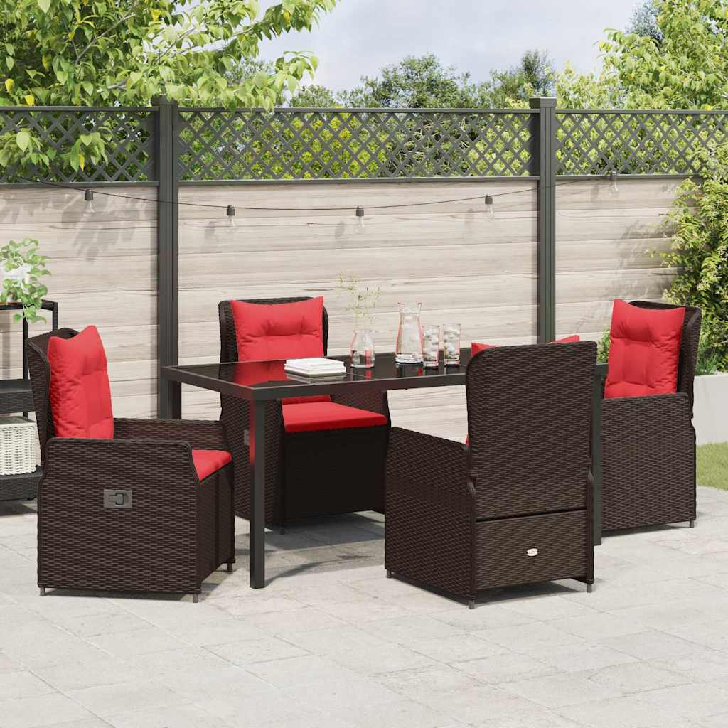 Have Spisebordssæt med pude 5 pcs Brun Poly rattan