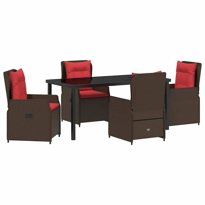 Have Spisebordssæt med pude 5 pcs Brun Poly rattan