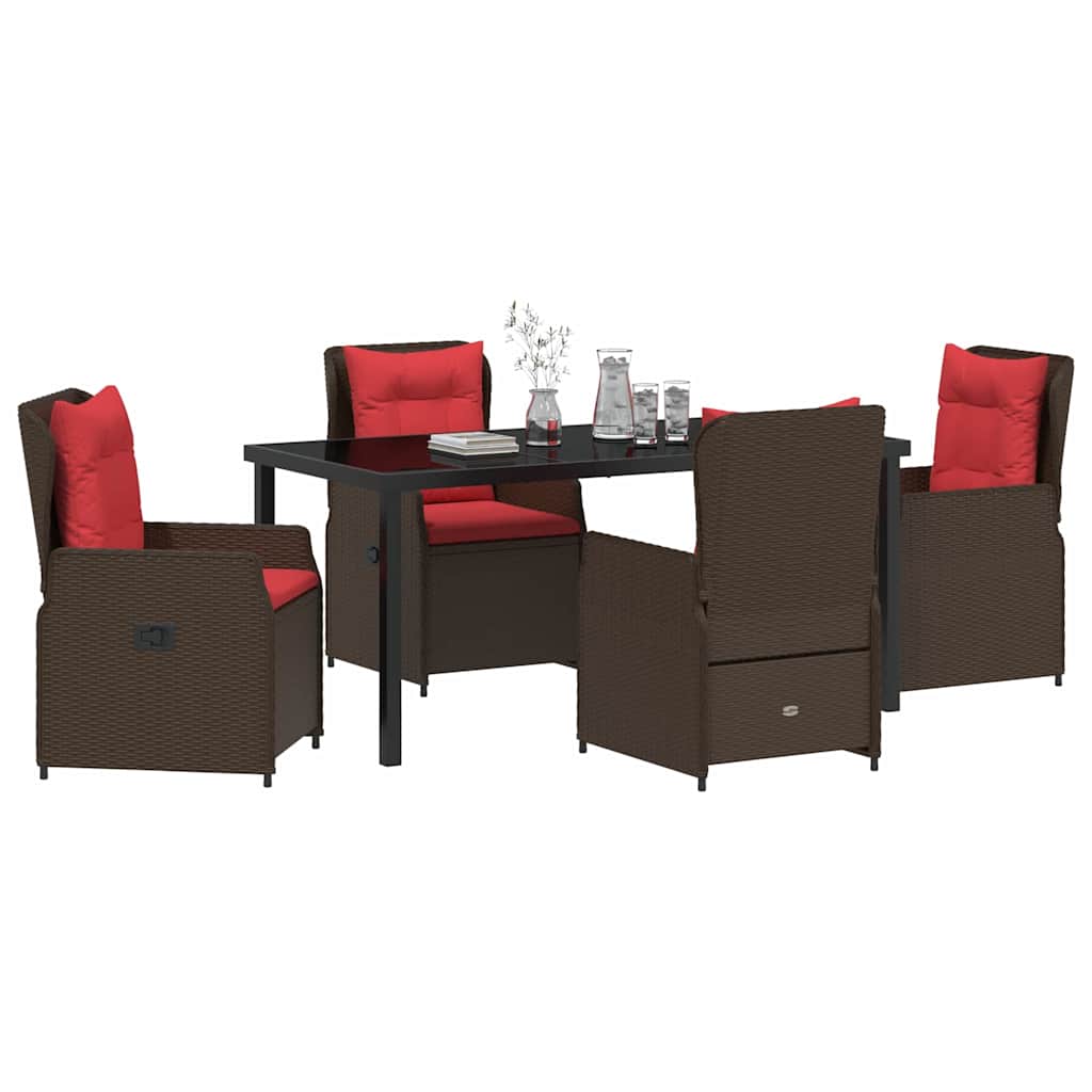 Have Spisebordssæt med pude 5 pcs Brun Poly rattan