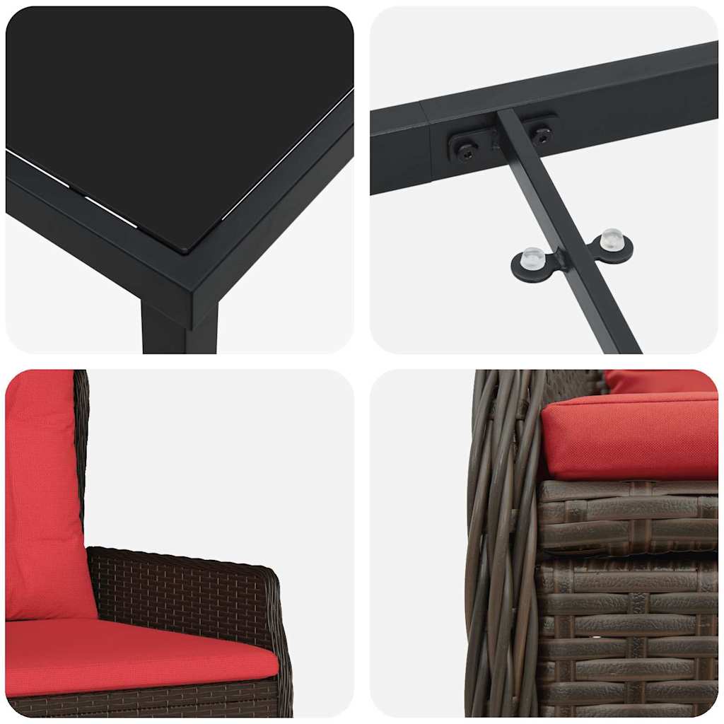 Have Spisebordssæt med pude 7 pcs Brun Poly rattan
