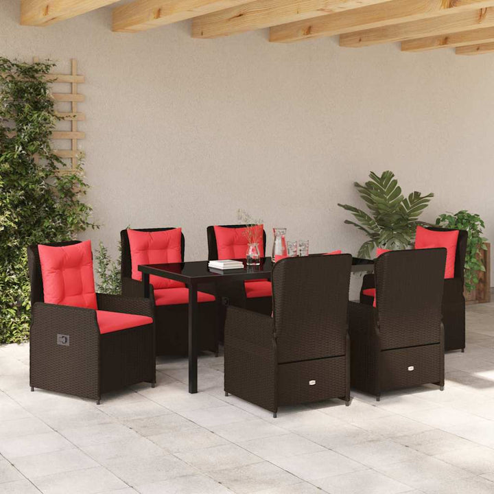 Have Spisebordssæt med pude 7 pcs Brun Poly rattan