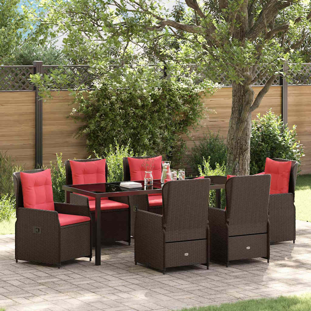 Have Spisebordssæt med pude 7 pcs Brun Poly rattan