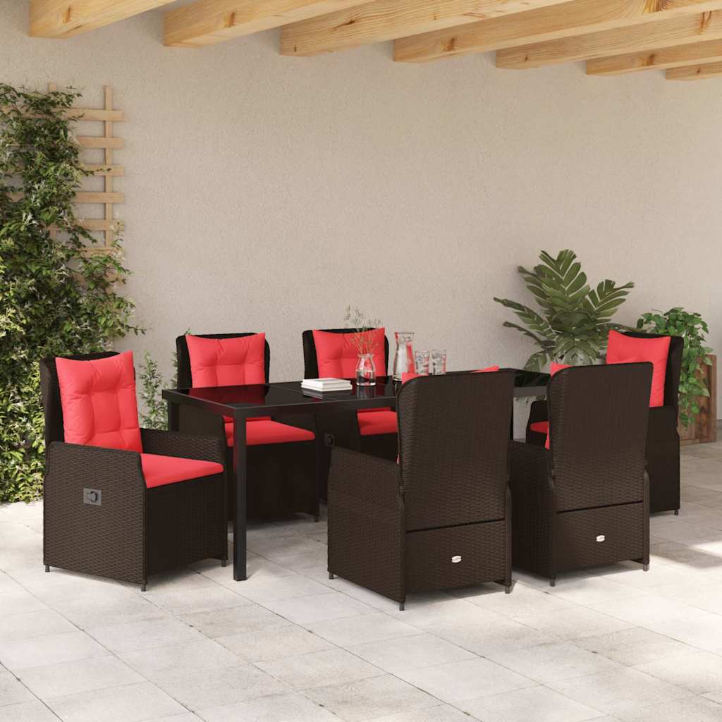 Have Spisebordssæt med pude 7 pcs Brun Poly rattan