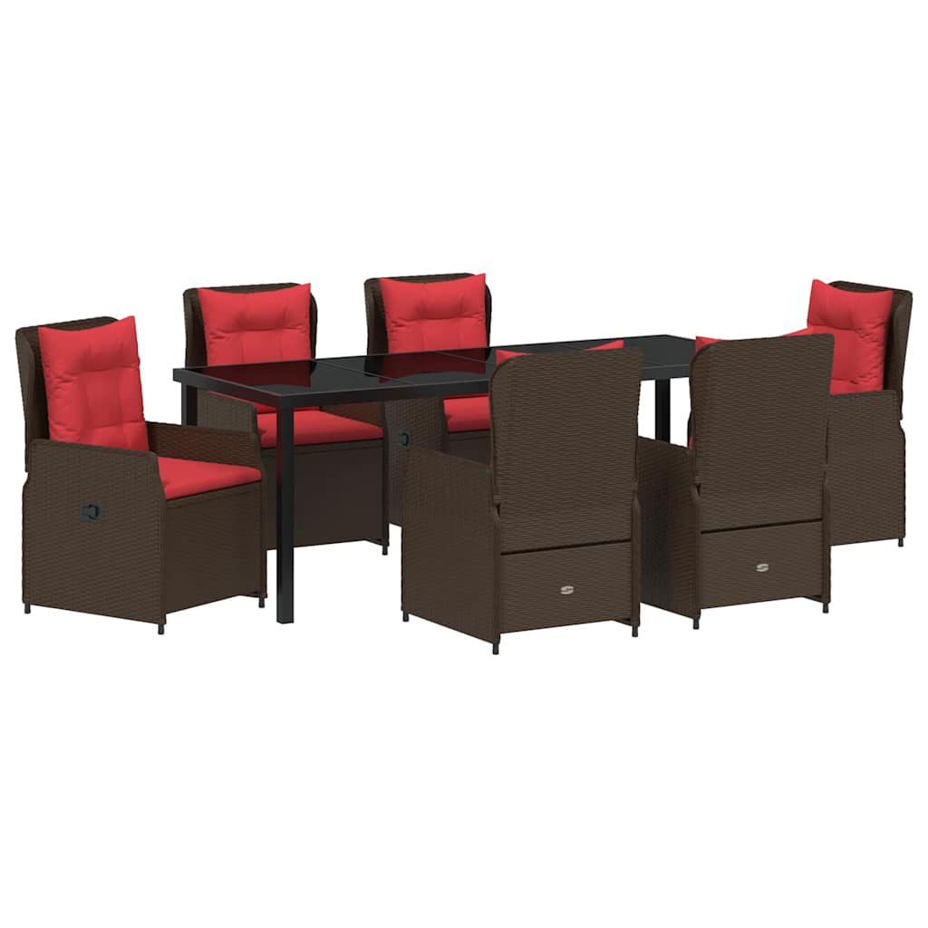 Have Spisebordssæt med pude 7 pcs Brun Poly rattan