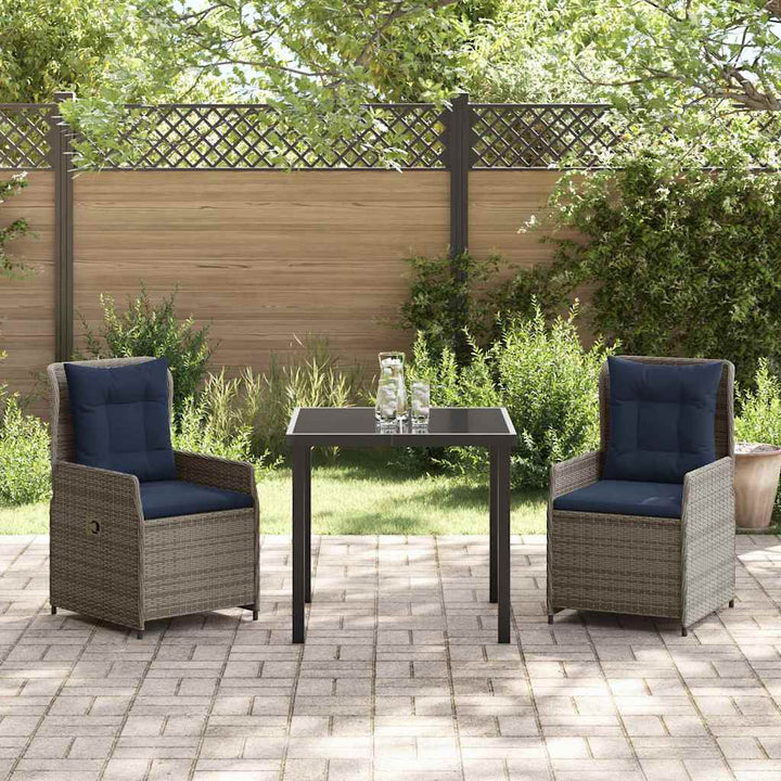 Have Spisebordssæt med pude 3 pcs Grå Poly rattan
