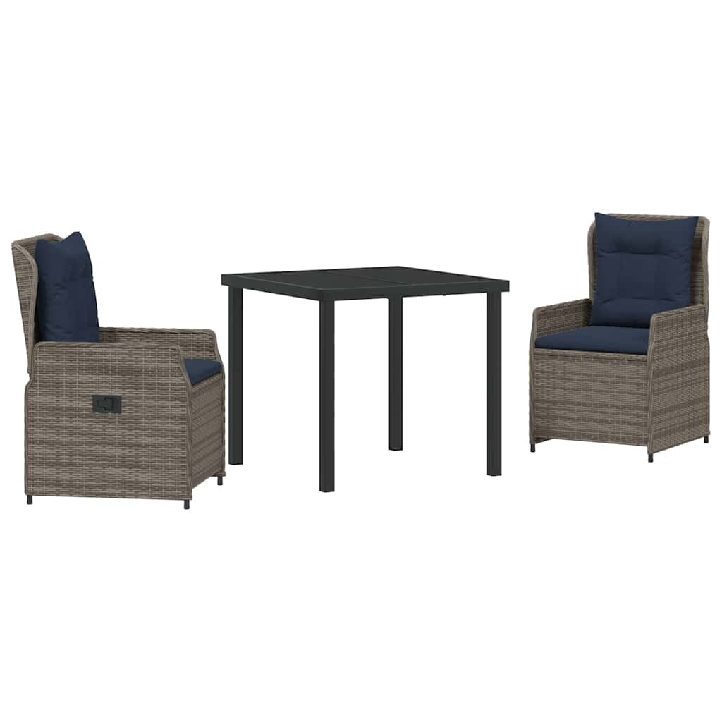 Have Spisebordssæt med pude 3 pcs Grå Poly rattan