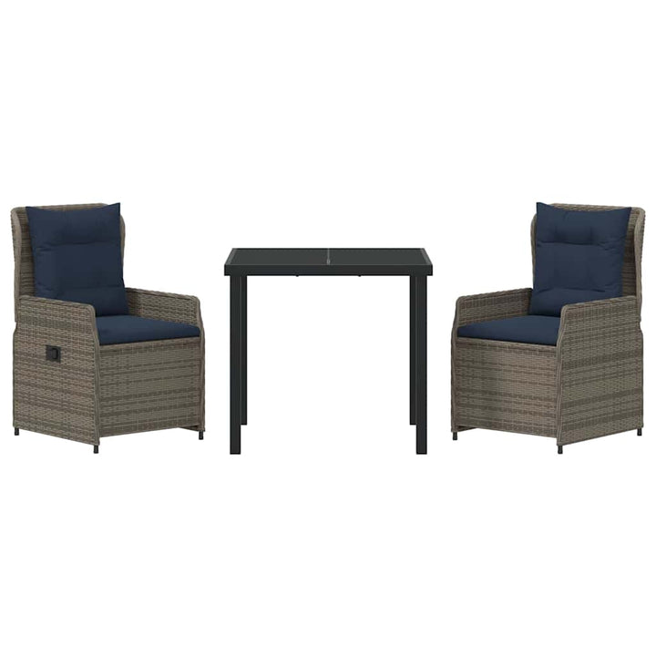Have Spisebordssæt med pude 3 pcs Grå Poly rattan