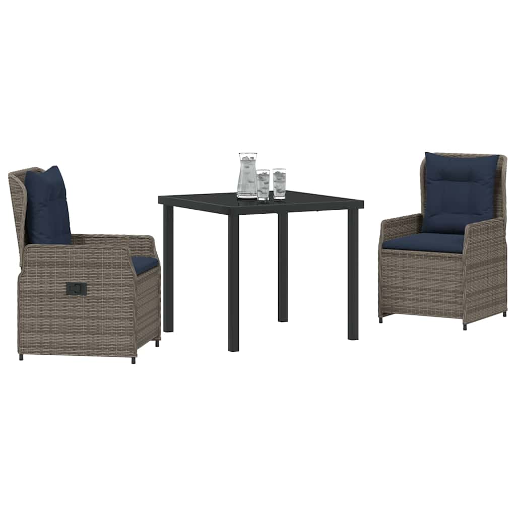 Have Spisebordssæt med pude 3 pcs Grå Poly rattan