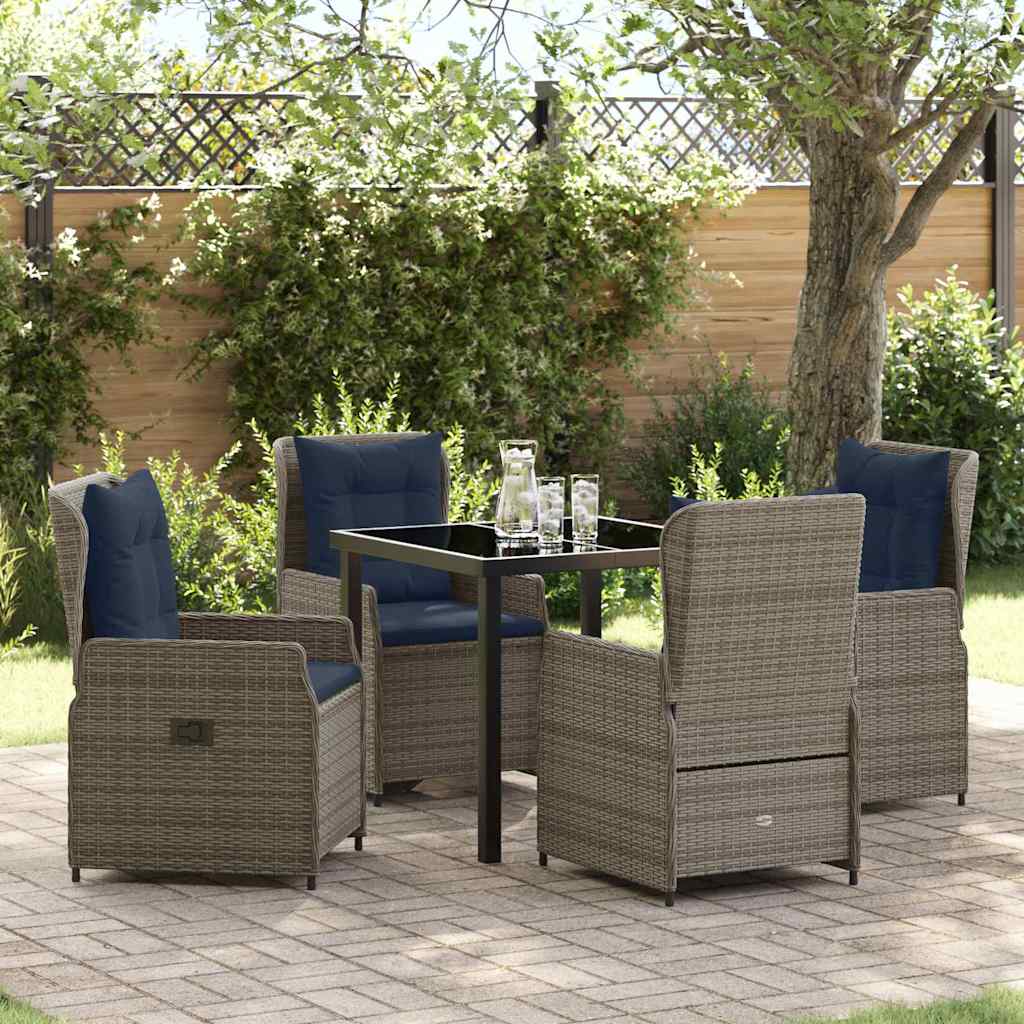 Have Spisebordssæt med pude 5 pcs Grå Poly rattan