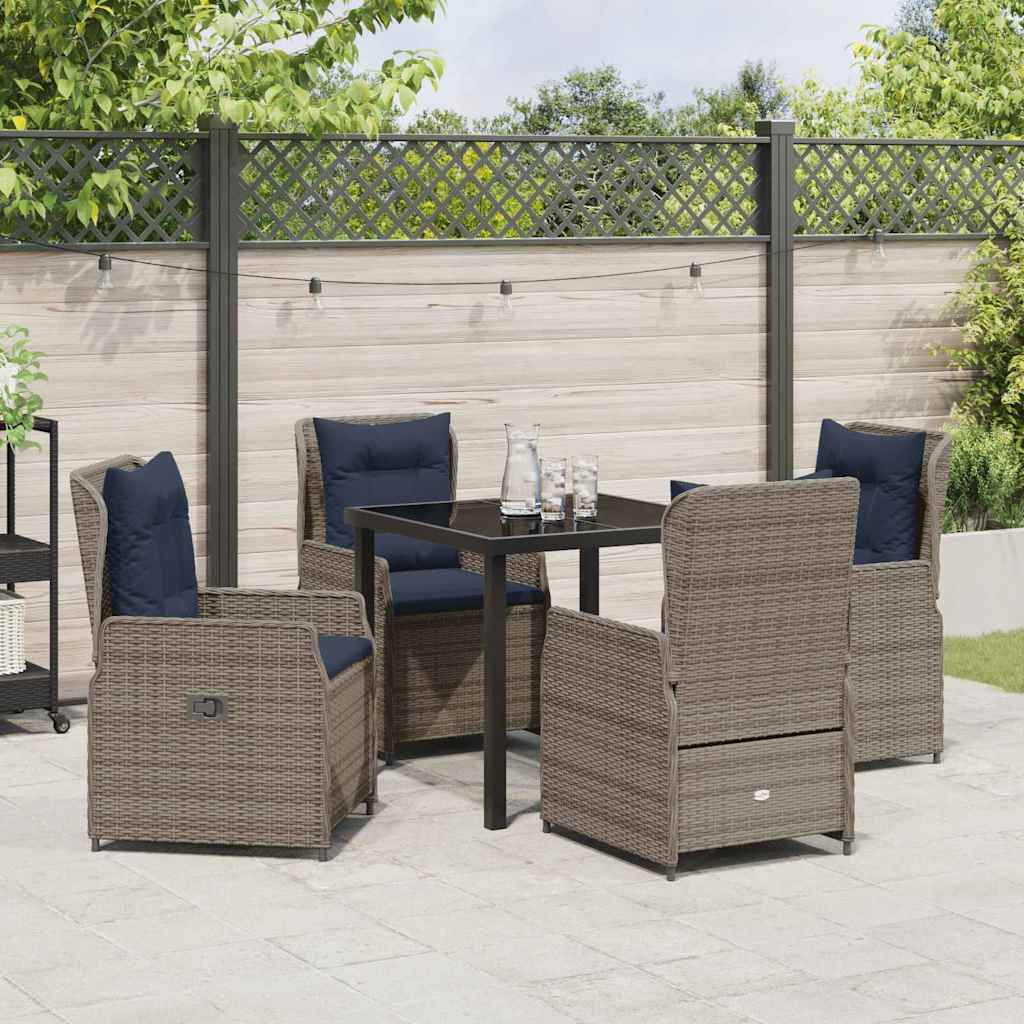 Have Spisebordssæt med pude 5 pcs Grå Poly rattan