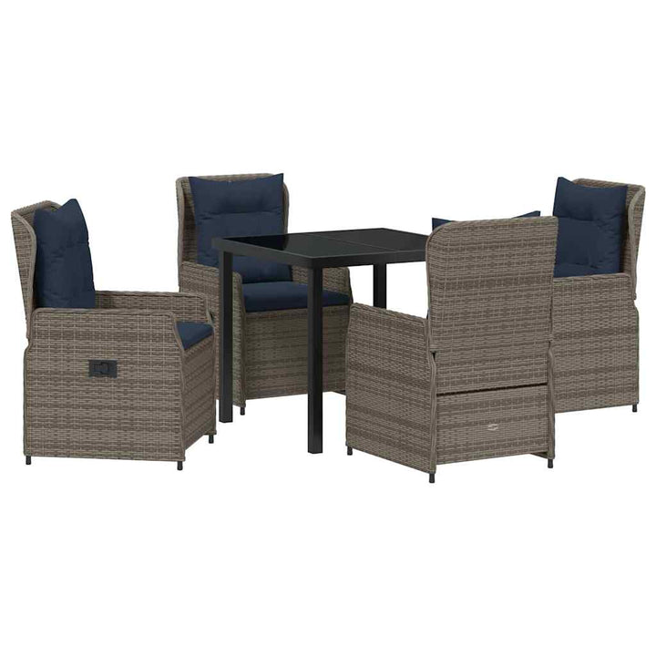 Have Spisebordssæt med pude 5 pcs Grå Poly rattan