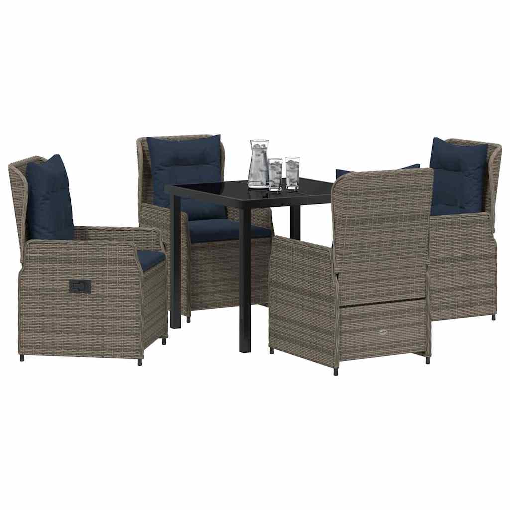 Have Spisebordssæt med pude 5 pcs Grå Poly rattan