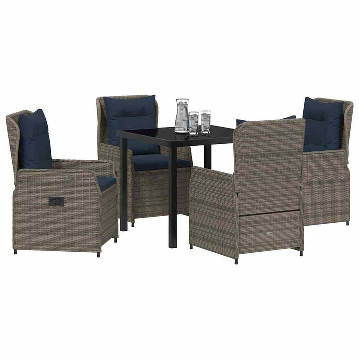 Have Spisebordssæt med pude 5 pcs Grå Poly rattan
