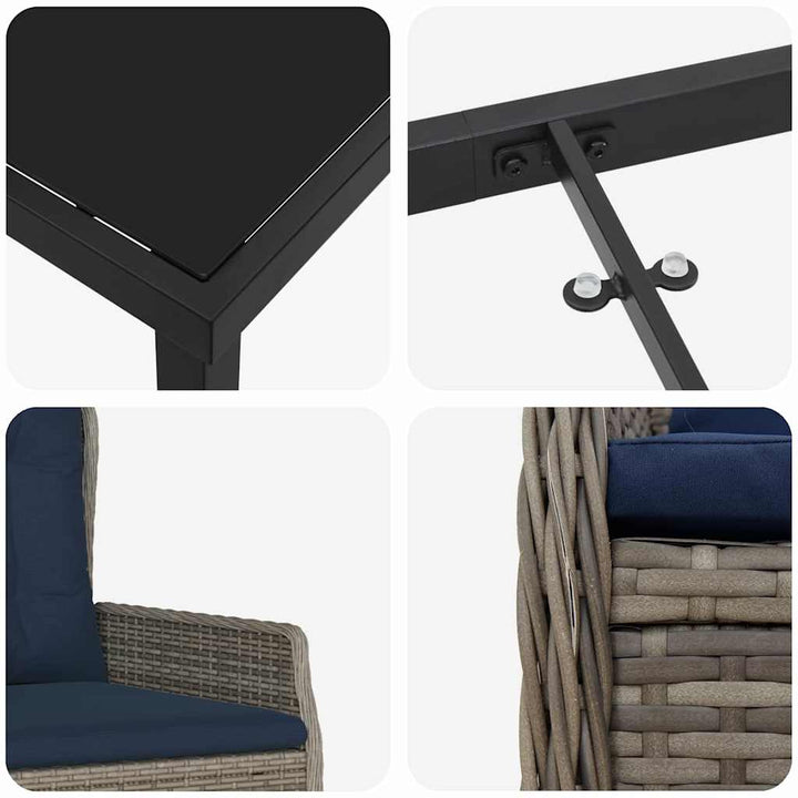 Have Spisebordssæt med pude 5 pcs Grå Poly rattan