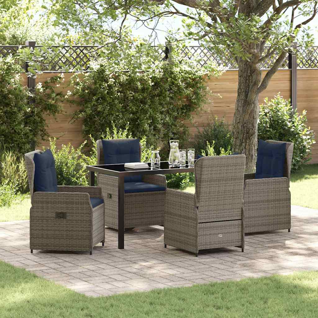 Have Spisebordssæt med pude 5 pcs Grå Poly rattan