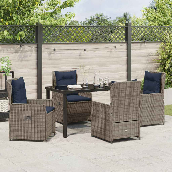 Have Spisebordssæt med pude 5 pcs Grå Poly rattan