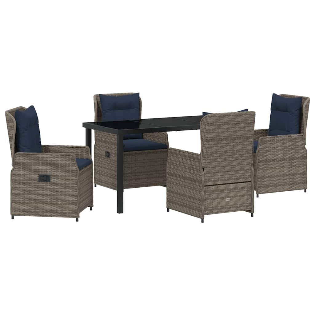 Have Spisebordssæt med pude 5 pcs Grå Poly rattan