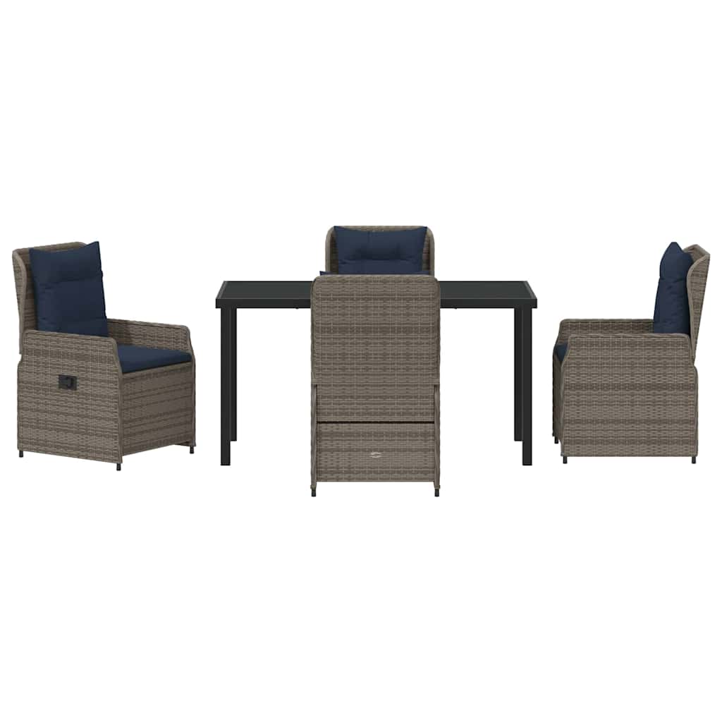 Have Spisebordssæt med pude 5 pcs Grå Poly rattan