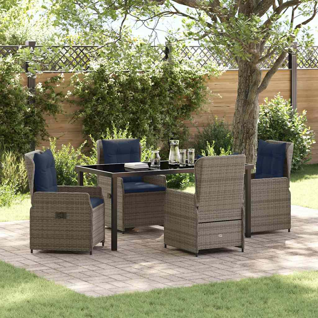 Have Spisebordssæt med pude 5 pcs Grå Poly rattan
