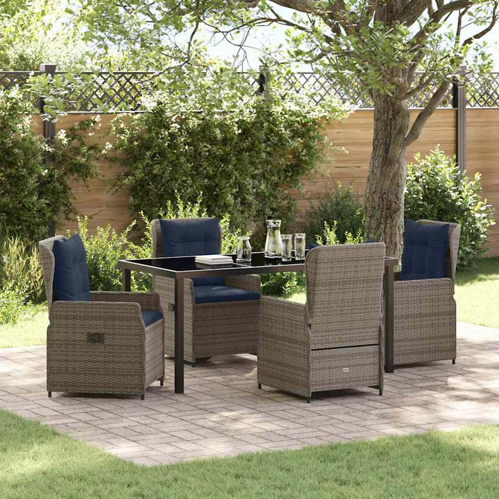 Have Spisebordssæt med pude 5 pcs Grå Poly rattan
