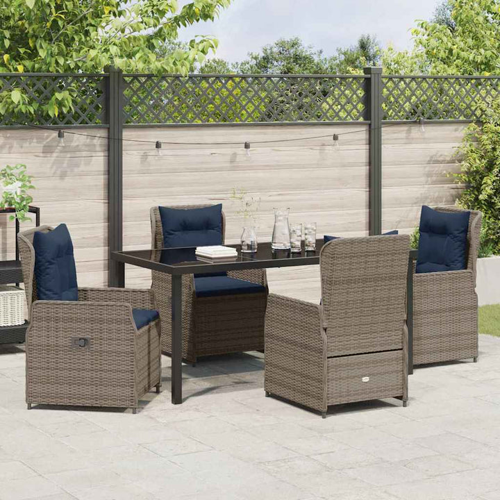 Have Spisebordssæt med pude 5 pcs Grå Poly rattan