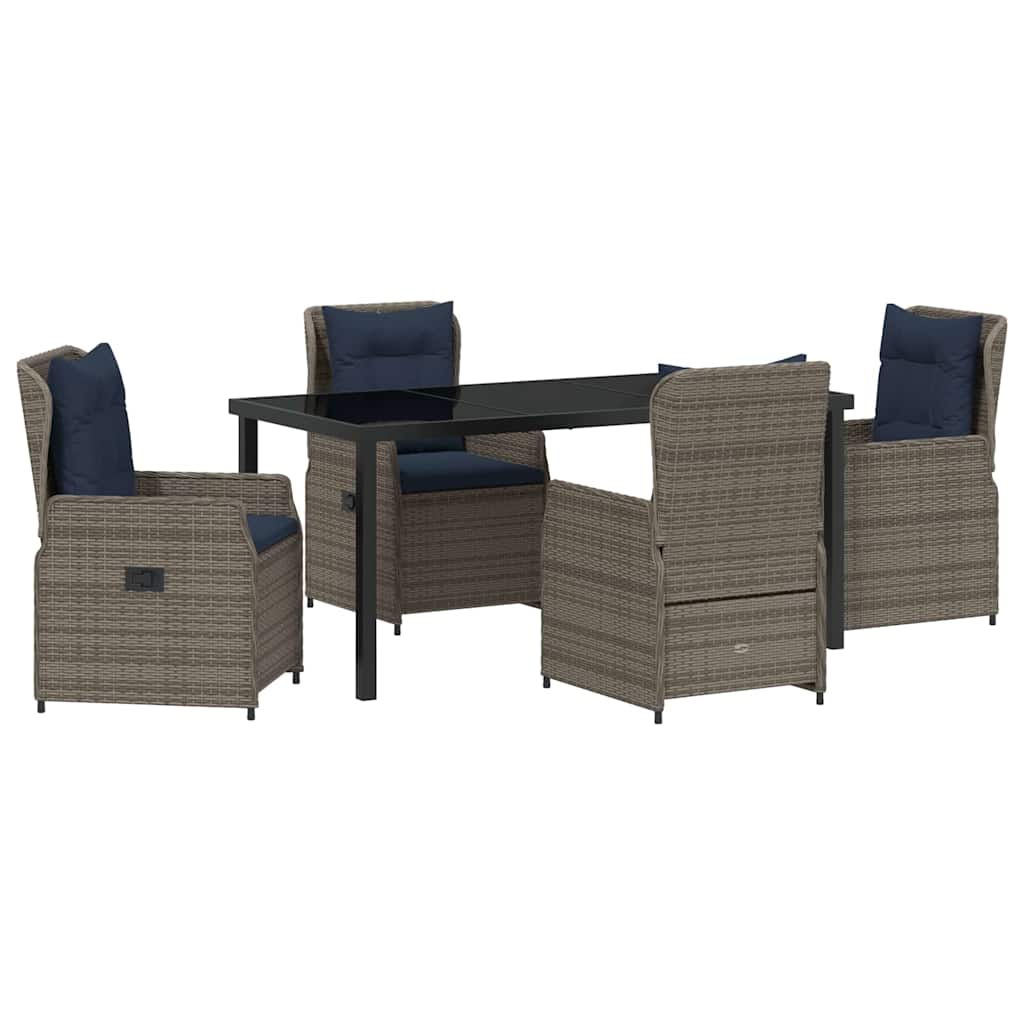 Have Spisebordssæt med pude 5 pcs Grå Poly rattan