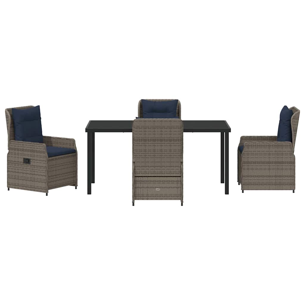 Have Spisebordssæt med pude 5 pcs Grå Poly rattan
