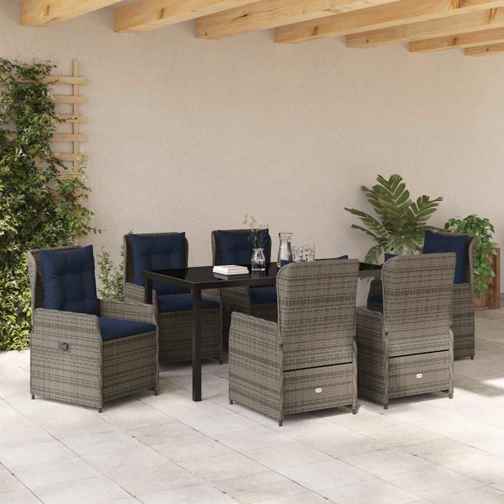 Have Spisebordssæt med pude 7 pcs Grå Poly rattan