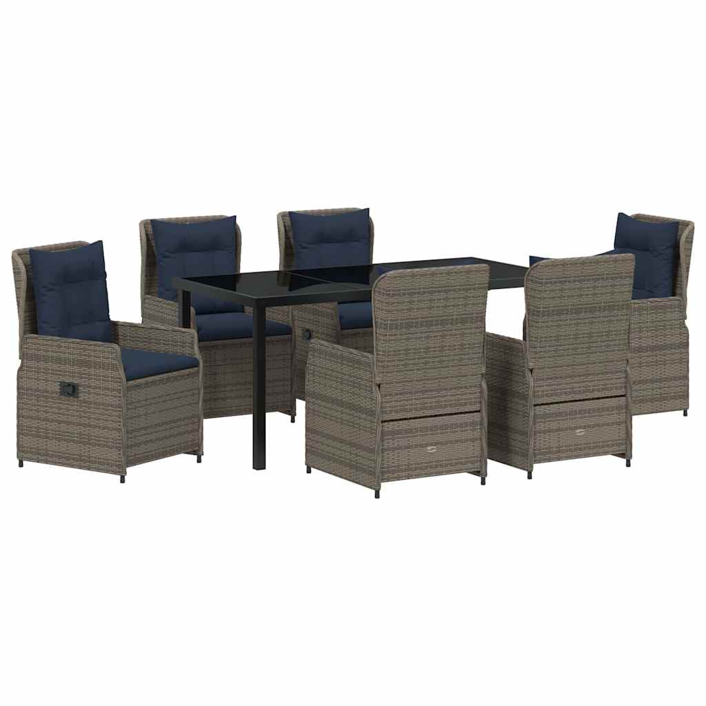Have Spisebordssæt med pude 7 pcs Grå Poly rattan