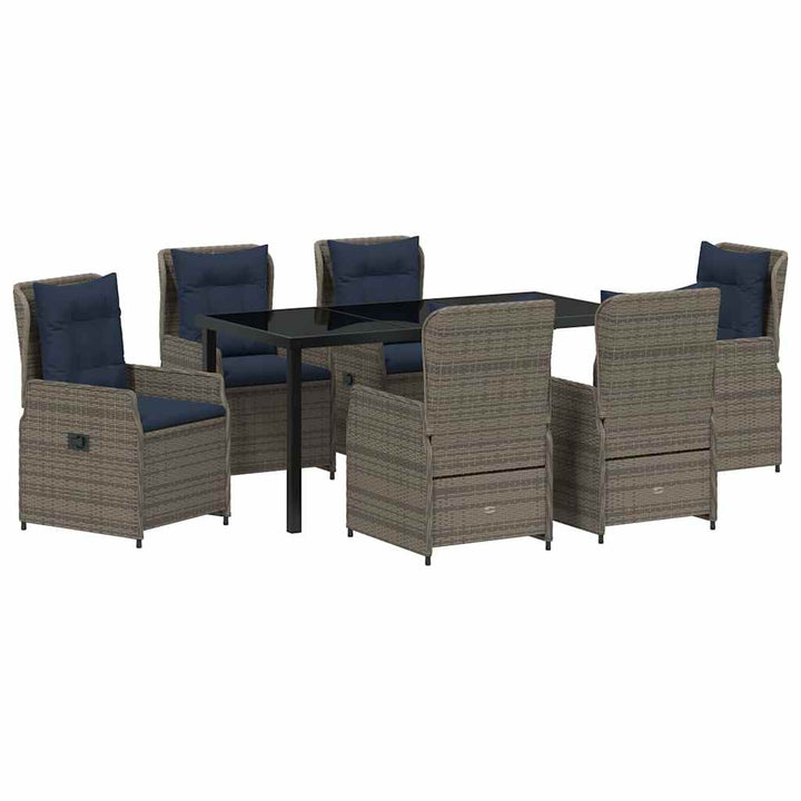 Have Spisebordssæt med pude 7 pcs Grå Poly rattan