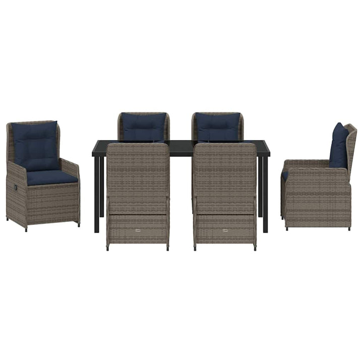 Have Spisebordssæt med pude 7 pcs Grå Poly rattan
