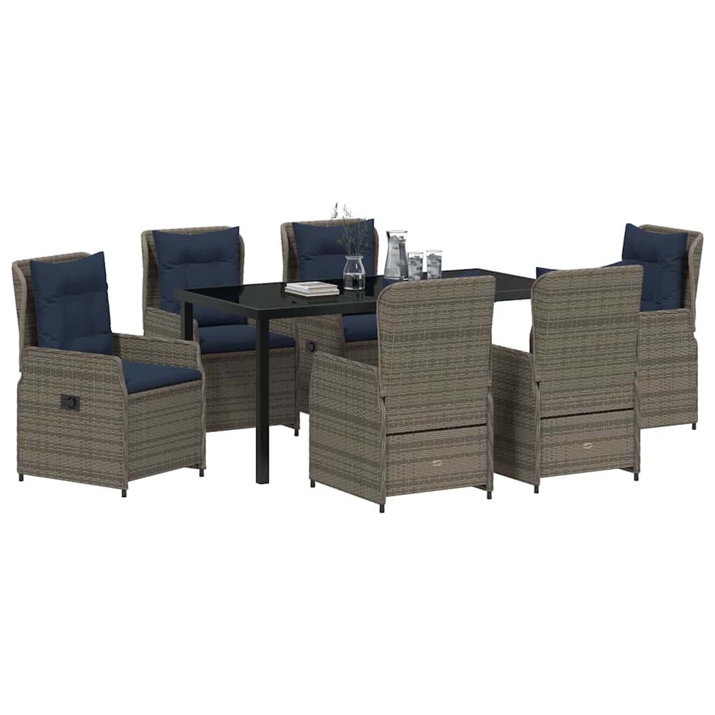 Have Spisebordssæt med pude 7 pcs Grå Poly rattan