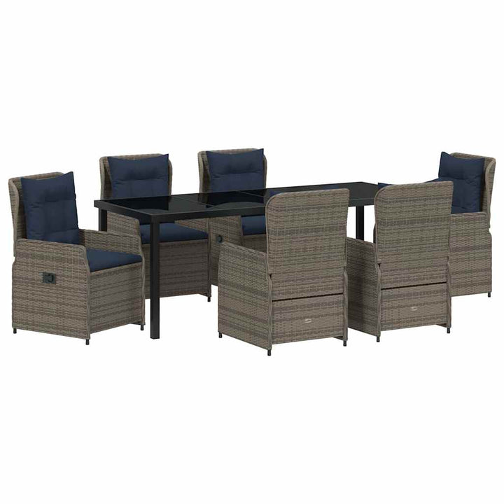 Have Spisebordssæt med pude 7 pcs Grå Poly rattan