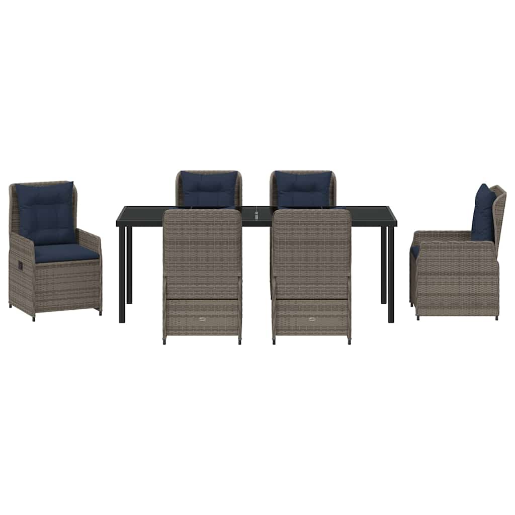 Have Spisebordssæt med pude 7 pcs Grå Poly rattan