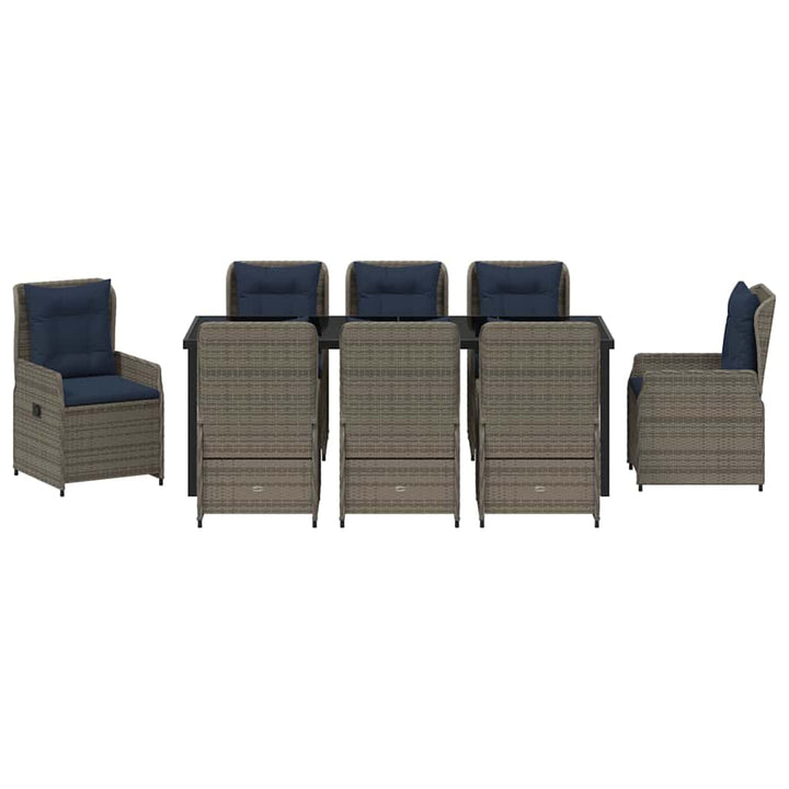 Have Spisebordssæt med pude 9 pcs Grå Poly rattan