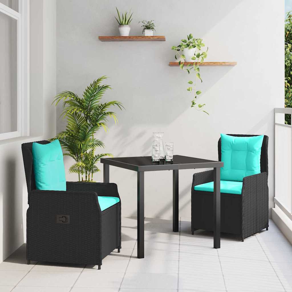 Have Spisebordssæt med pude 3 pcs Sort Poly rattan