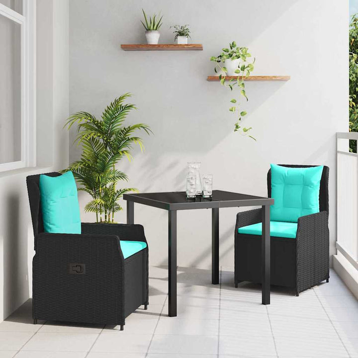 Have Spisebordssæt med pude 3 pcs Sort Poly rattan