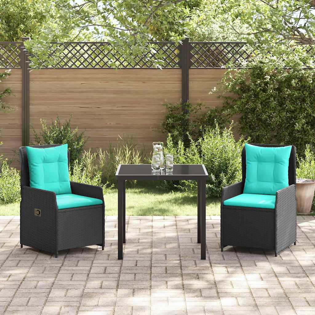 Have Spisebordssæt med pude 3 pcs Sort Poly rattan