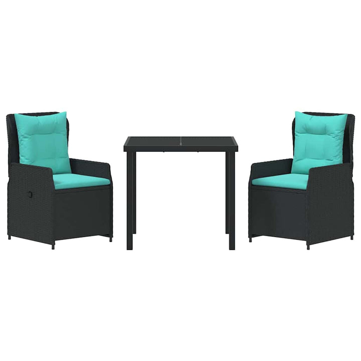 Have Spisebordssæt med pude 3 pcs Sort Poly rattan