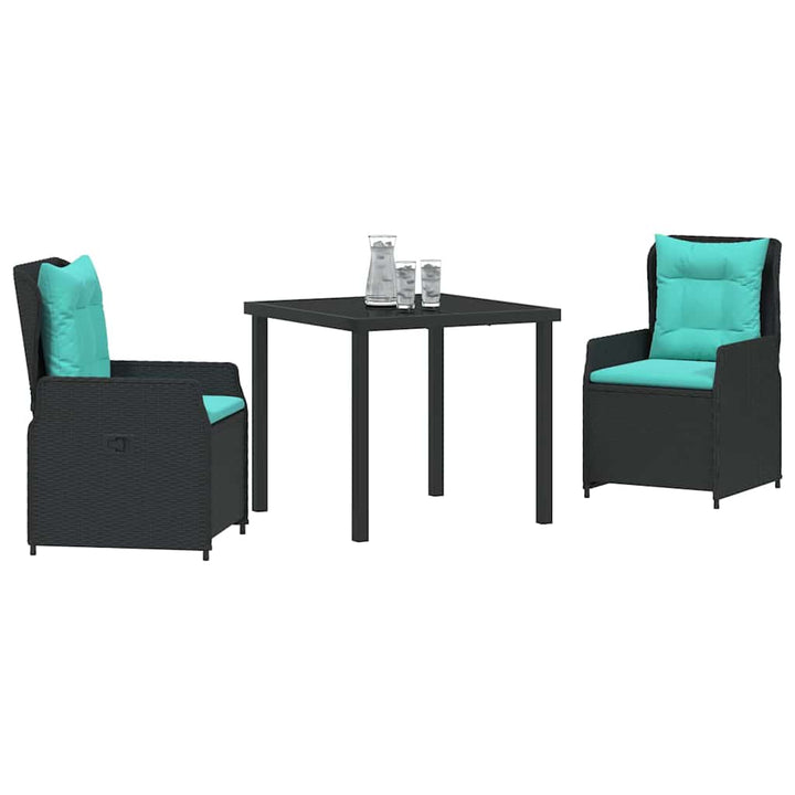 Have Spisebordssæt med pude 3 pcs Sort Poly rattan