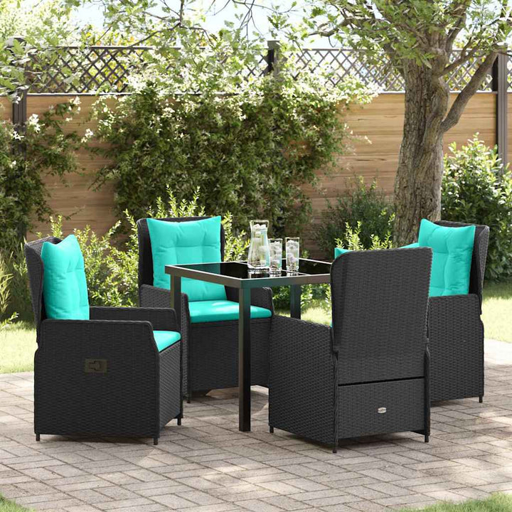 Have Spisebordssæt med pude 5 pcs Sort Poly rattan