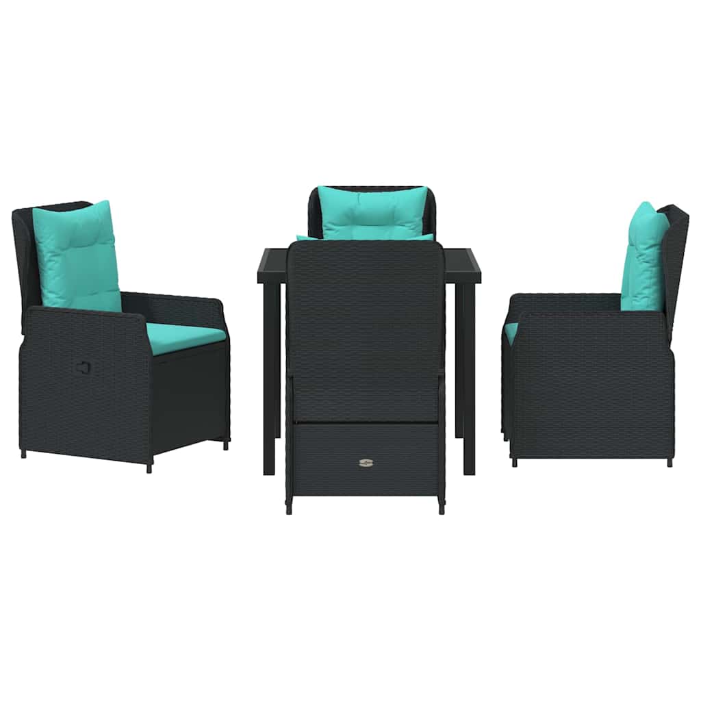 Have Spisebordssæt med pude 5 pcs Sort Poly rattan